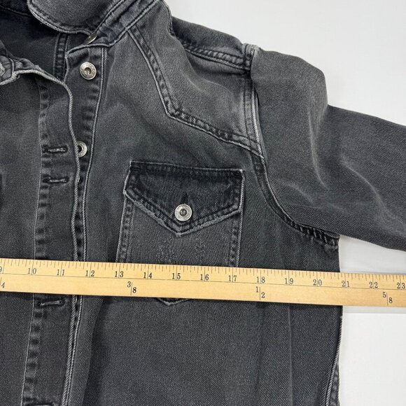Free People Moonchild Denim Shirt Jacket Distressed Size XS Oversized Moondust - Picture 5 of 14